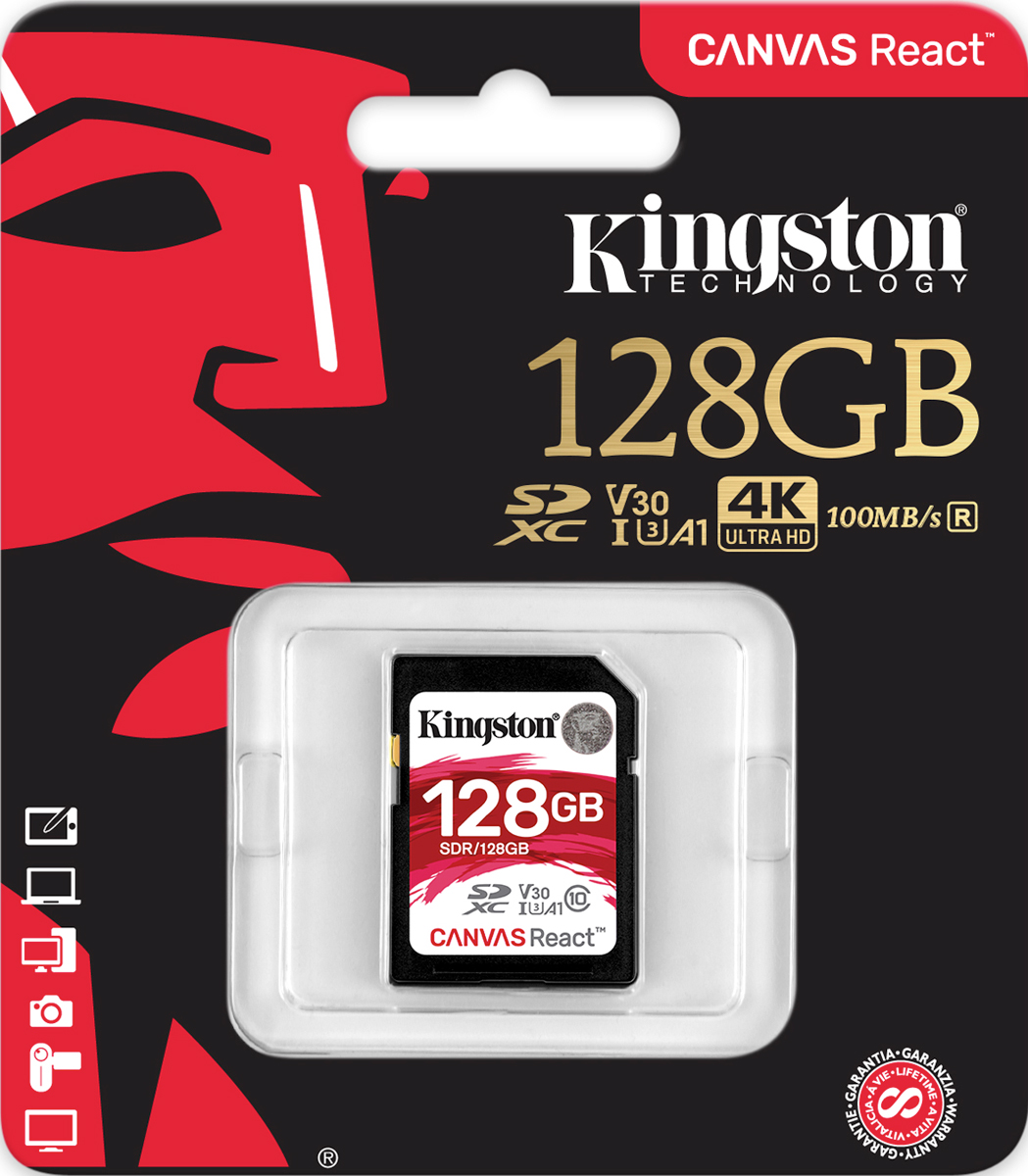 фото Kingston SDXC Canvas React UHS-I Class U3 128GB карта памяти