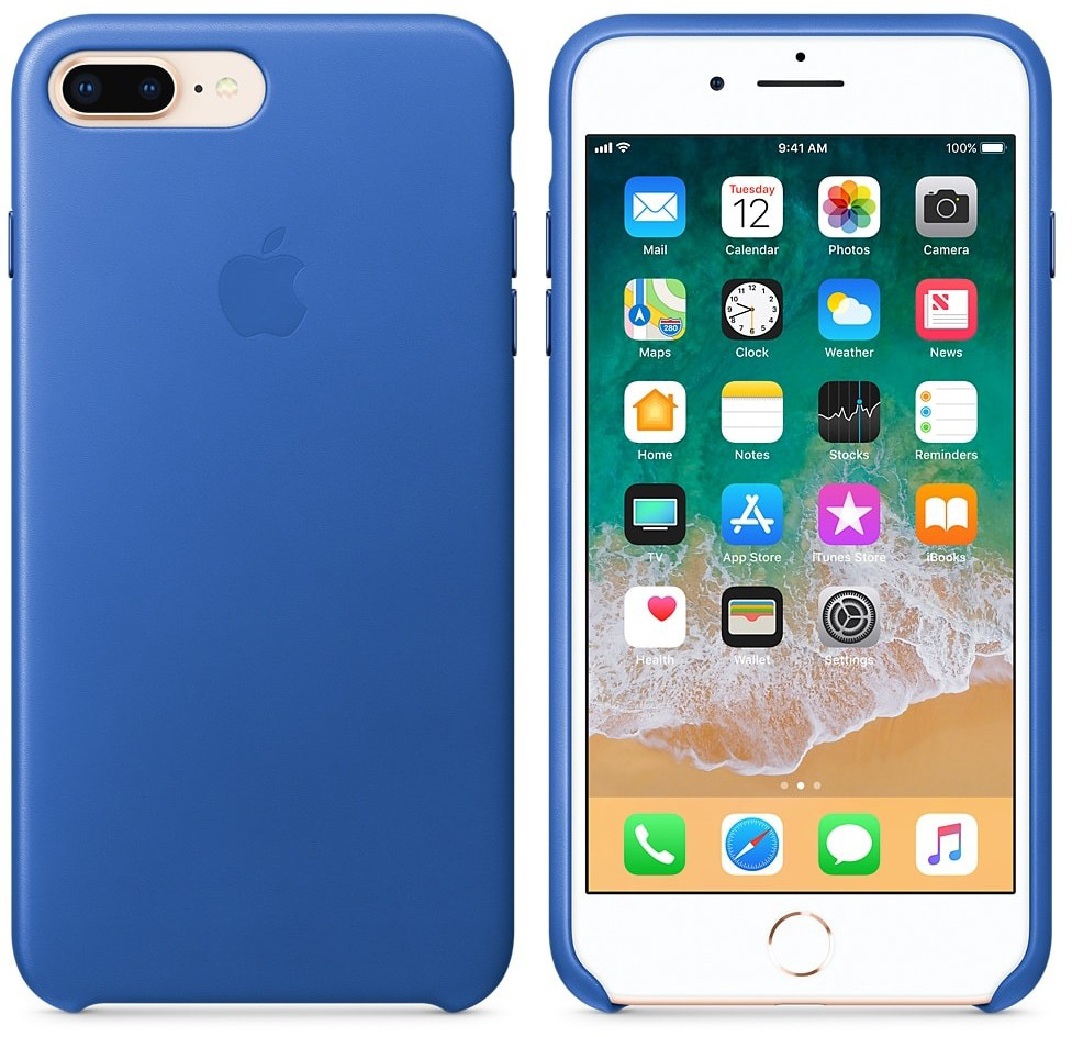 фото Apple Leather Case чехол для iPhone 7 Plus/8 Plus, Electric Blue