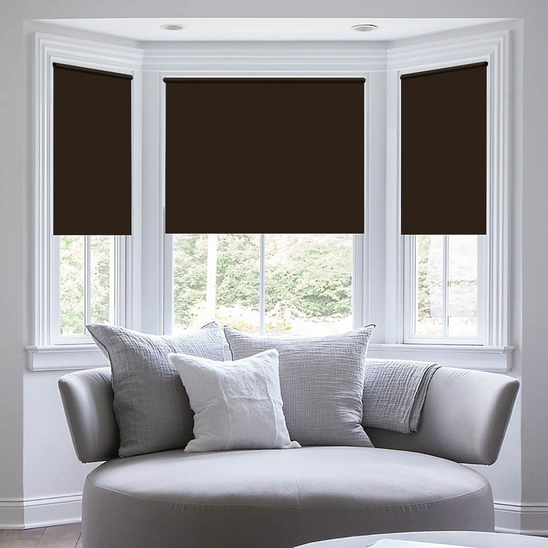фото Штора рулонная Sleep iX "Eclipce", цвет: коричневый, серебристый, высота 172 см, ширина 34 см