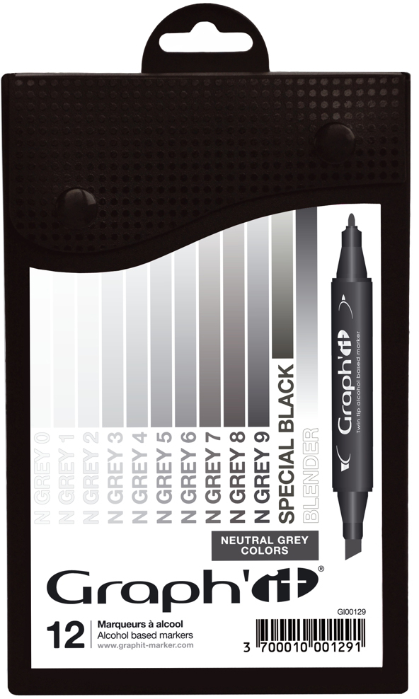 фото Graph'It Набор маркеров Neutral Greys цвет оттенки серый нейтральный 12 шт