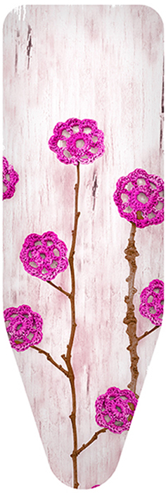 фото Чехол для гладильной доски Colombo New Scal "Ажурные цветы", цвет: бело-розовый, 130 х 50 см