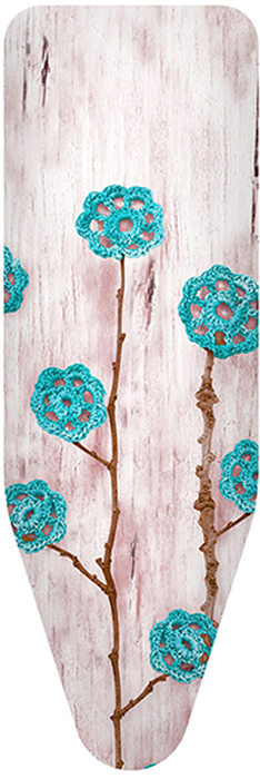 фото Чехол для гладильной доски Colombo New Scal "Ажурные цветы", цвет: бело-бирюзовый, 140 х 55 см