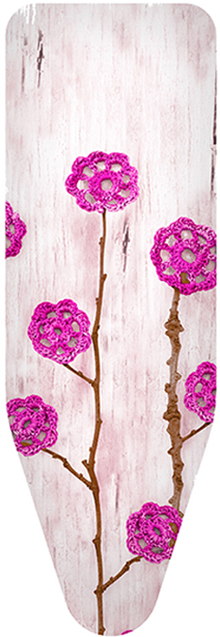 фото Чехол для гладильной доски Colombo New Scal "Ажурные цветы", цвет: бело-розовый, 140 х 55 см