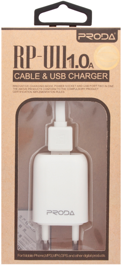 фото PRODA Wall Charger RP-U11, White зарядное устройство