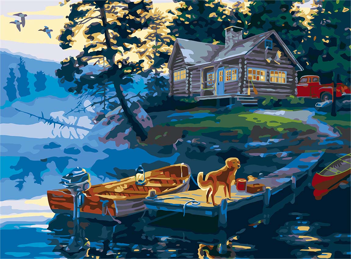 Картина домик у реки по номерам - 83 фото