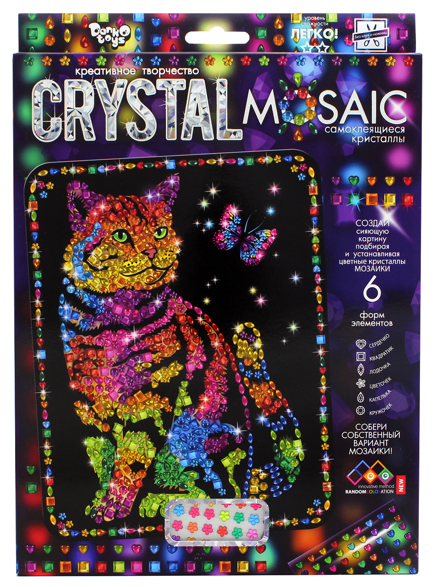 фото ДанкоТойс Набор для создания мозаики Crystal Mosaic Набор 3 Кошка с бабочкой