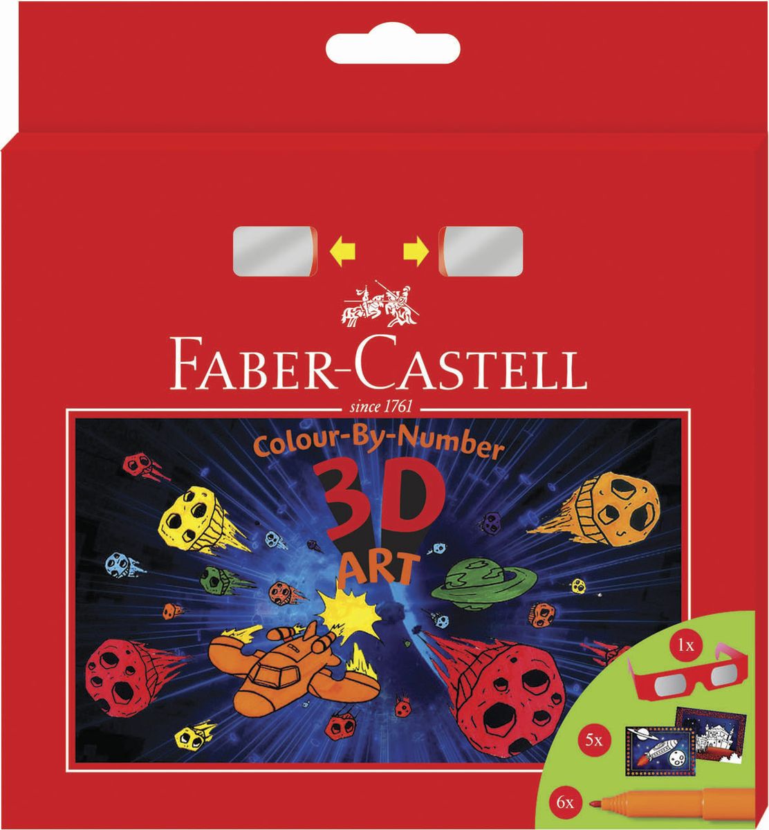 Faber-Castell Набор фломастеров Connector 3D с карточками для раскрашивания и очками Faber-Castell Набор фломастеров Connector 3D с карточками для раскрашивания и очками