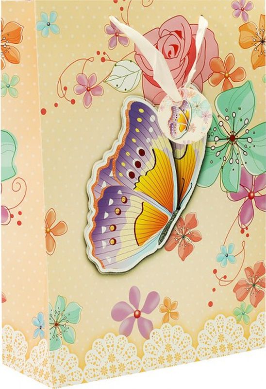 фото Пакет подарочный Perfect Craft "Бабочка в цветах" , 30 х 42 х 12 см