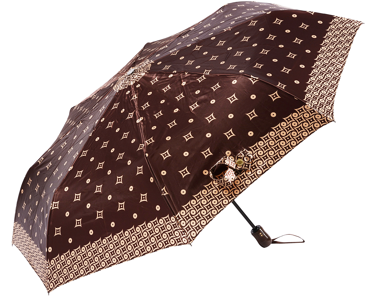 Зонт женский Doppler, автомат, 3 сложения, цвет: коричневый. 74660FGD4