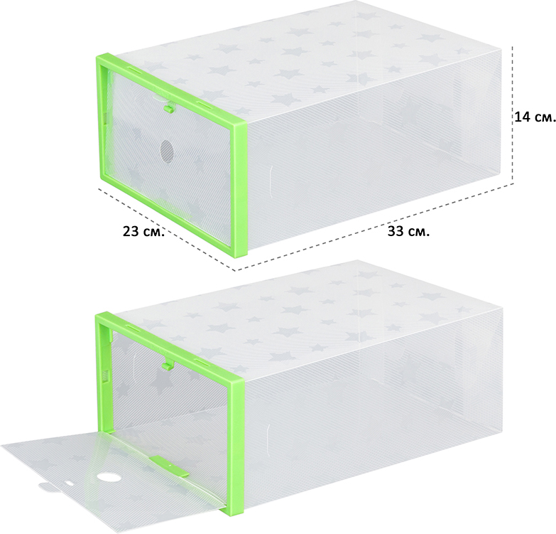фото Набор коробок для хранения обуви EL Casa "Салатовая рамка", складные, с дверкой, 29 x 21 x 12 см, 2 шт