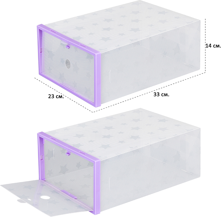 фото Набор коробок для хранения обуви EL Casa "Сиреневая рамка", складные, с дверкой, 29 x 21 x 12 см, 2 шт
