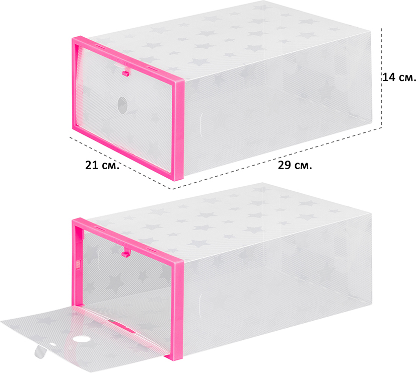 фото Набор коробок для хранения обуви EL Casa "Розовая рамка", складные, с дверкой, 29 x 21 x 12 см, 2 шт