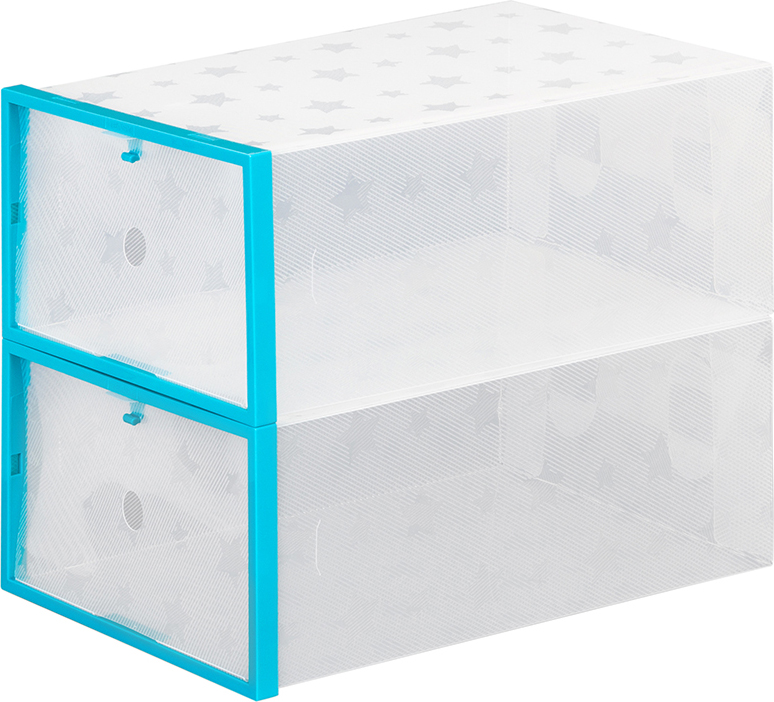 фото Набор коробок для хранения обуви EL Casa "Голубая", складные, с дверкой, 33 x 23 x 14 см, 2 шт