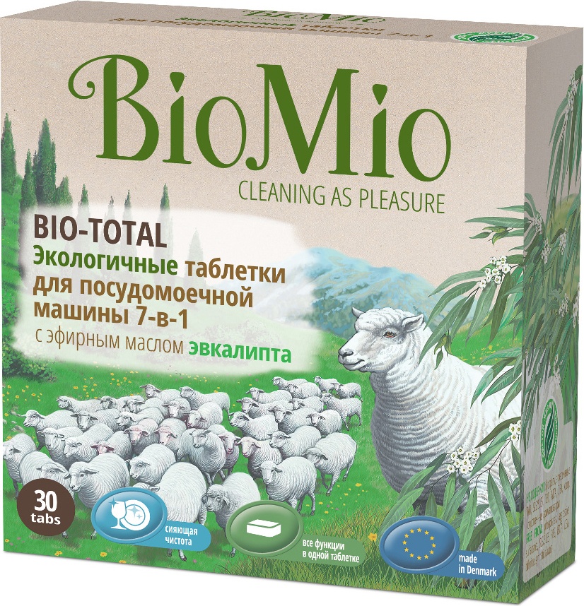 фото Таблетки для посудомоечной машины 7-в-1 "BioMio", с эфирным маслом эвкалипта, 30 шт