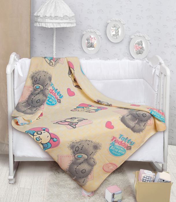 Плед Mona Liza Teddy и голубоносики, флисовый, цвет: бежевый, 150 х 200 см плед покрывало mona liza teddy с подарком цвет розовый 160 х 200 см
