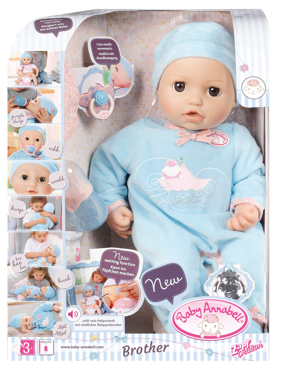 фото Baby Annabell Пупс с мимикой в голубом комбинезоне 794-654