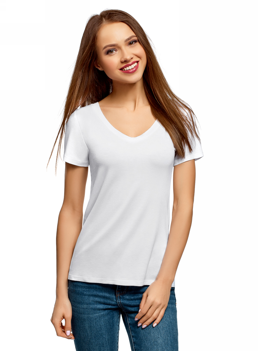 Девушка в белой футболке фото