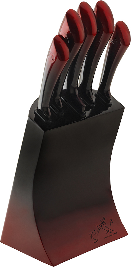 фото Набор ножей Berlinger Haus "Passion Line", на подставке, цвет: красный, 6 предметов