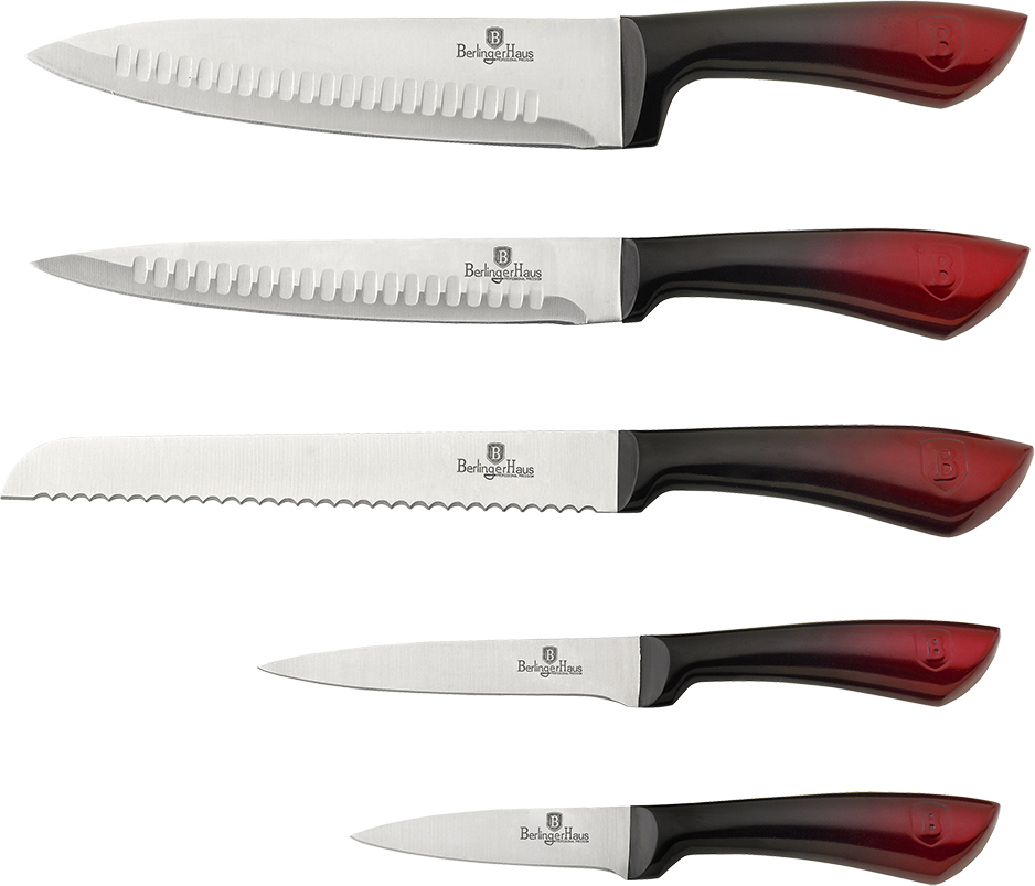фото Набор ножей Berlinger Haus "Passion Line", на подставке, цвет: красный, 6 предметов