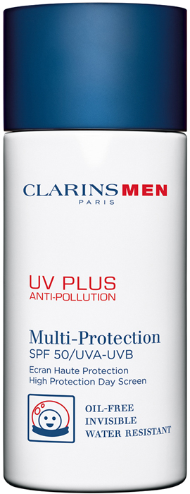 фото Clarins Защитный флюид-экран для мужчин UV Plus Anti-Pollution SPF 50, 50 мл