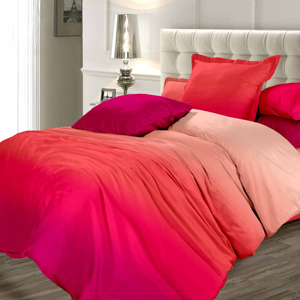 Комплект белья Омбре Luxury "Пурпурный закат", евро, наволочки 70x70