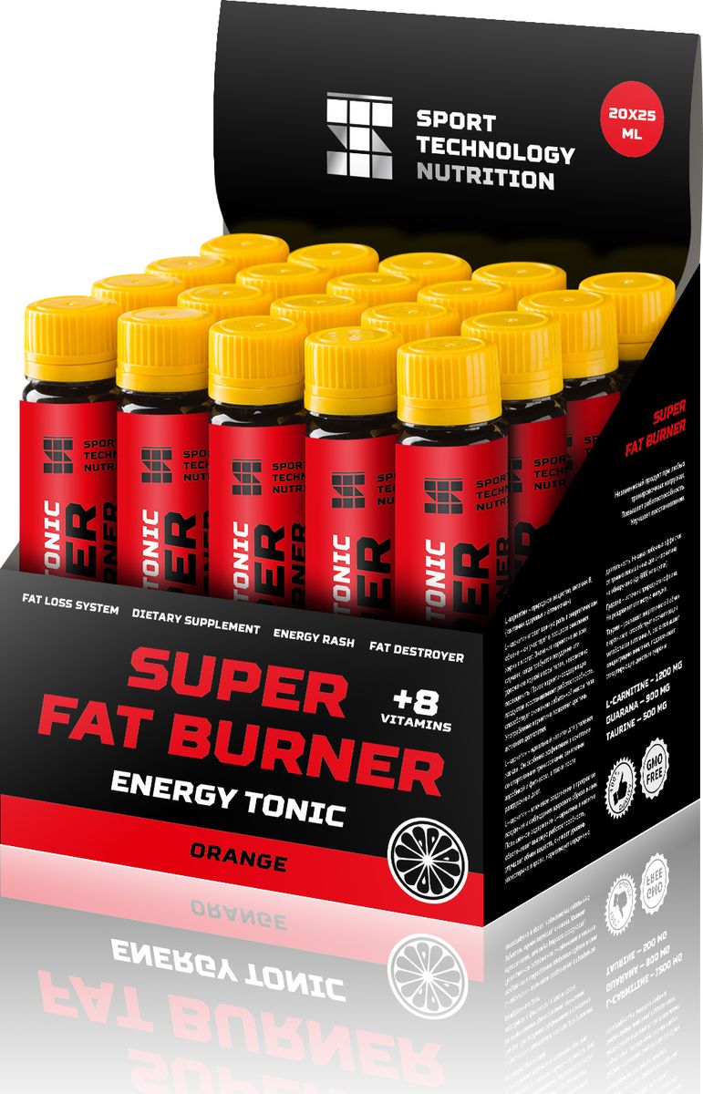 фото Напиток энергетический Sport Technology Nutrition "Super Fat Burner", апельсин, 20 шт х 25 мл