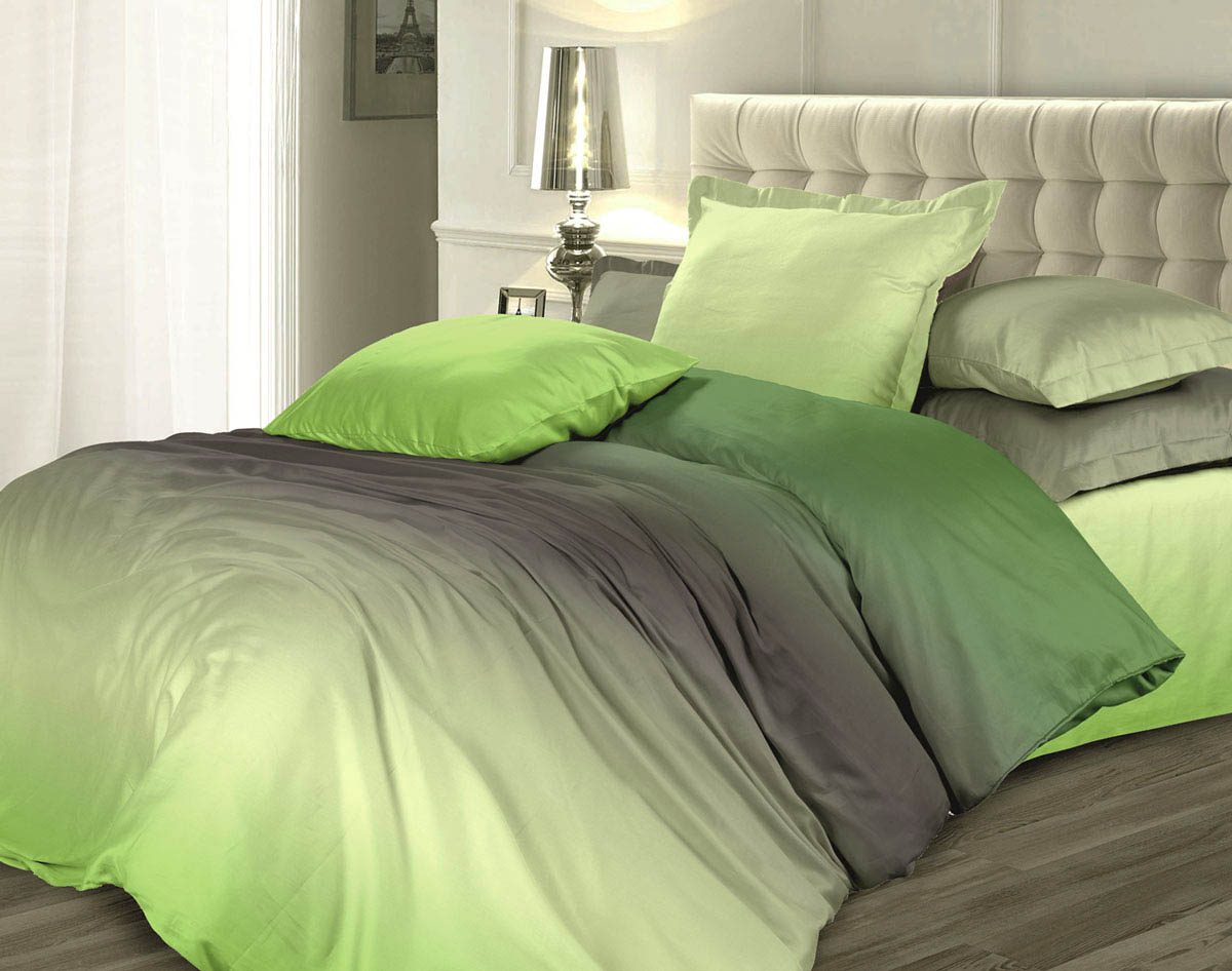 Комплект белья Омбре Luxury "Оливковый сорбет", 2-спальный, наволочки 70x70