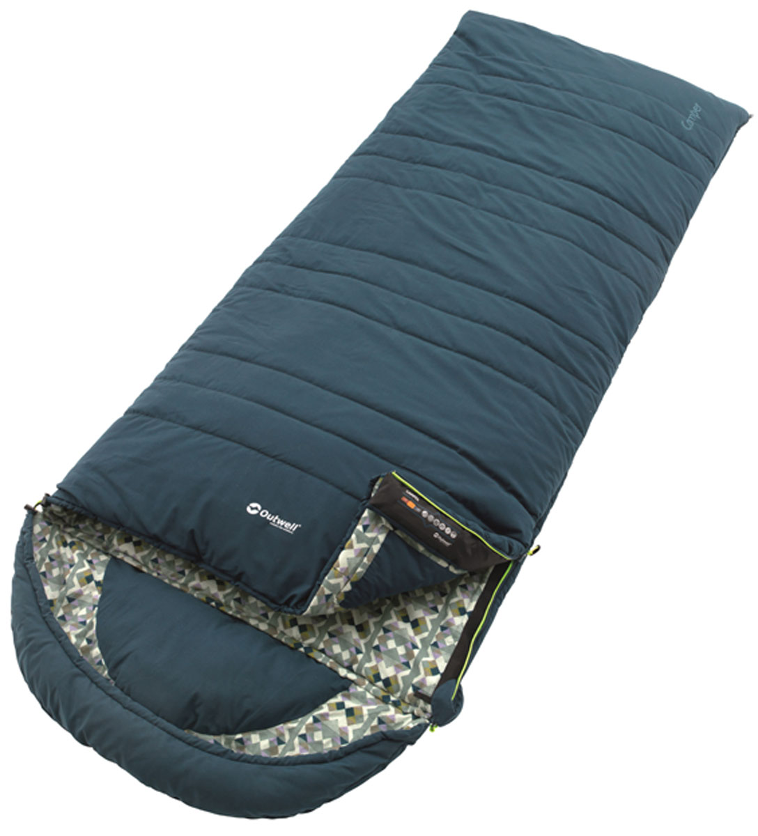 фото Спальный мешок-одеяло Outwell "Camper", с подголовником, правосторонняя молния, цвет: синий, 235 х 90 см