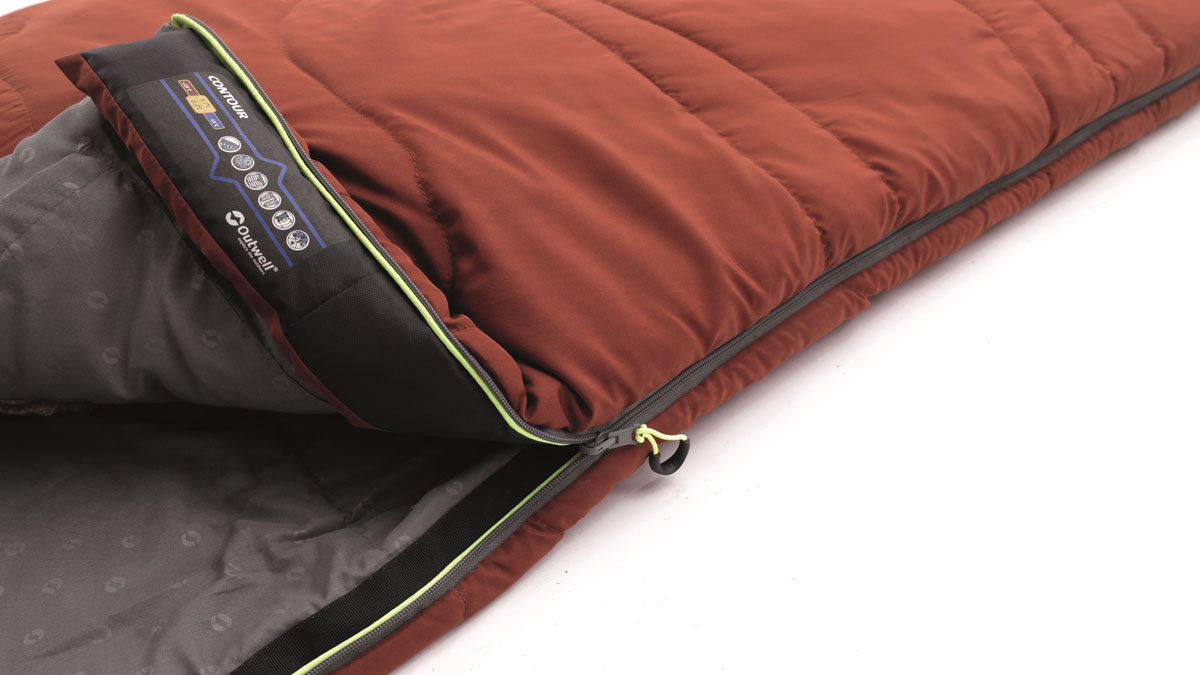 фото Спальный мешок-одеяло Outwell "Contour Lux XL", широкий, с подголовником, правосторонняя молния, цвет: черный.235 х 105 см