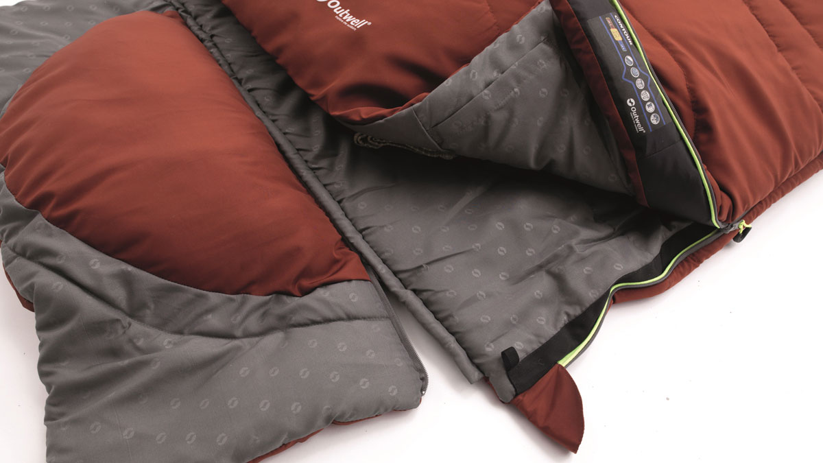 фото Спальный мешок-одеяло Outwell "Contour Lux XL", широкий, с подголовником, правосторонняя молния, цвет: черный.235 х 105 см