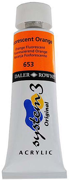 фото Daler Rowney Краска акриловая System 3 цвет флуоресцентный оранжевый 59 мл