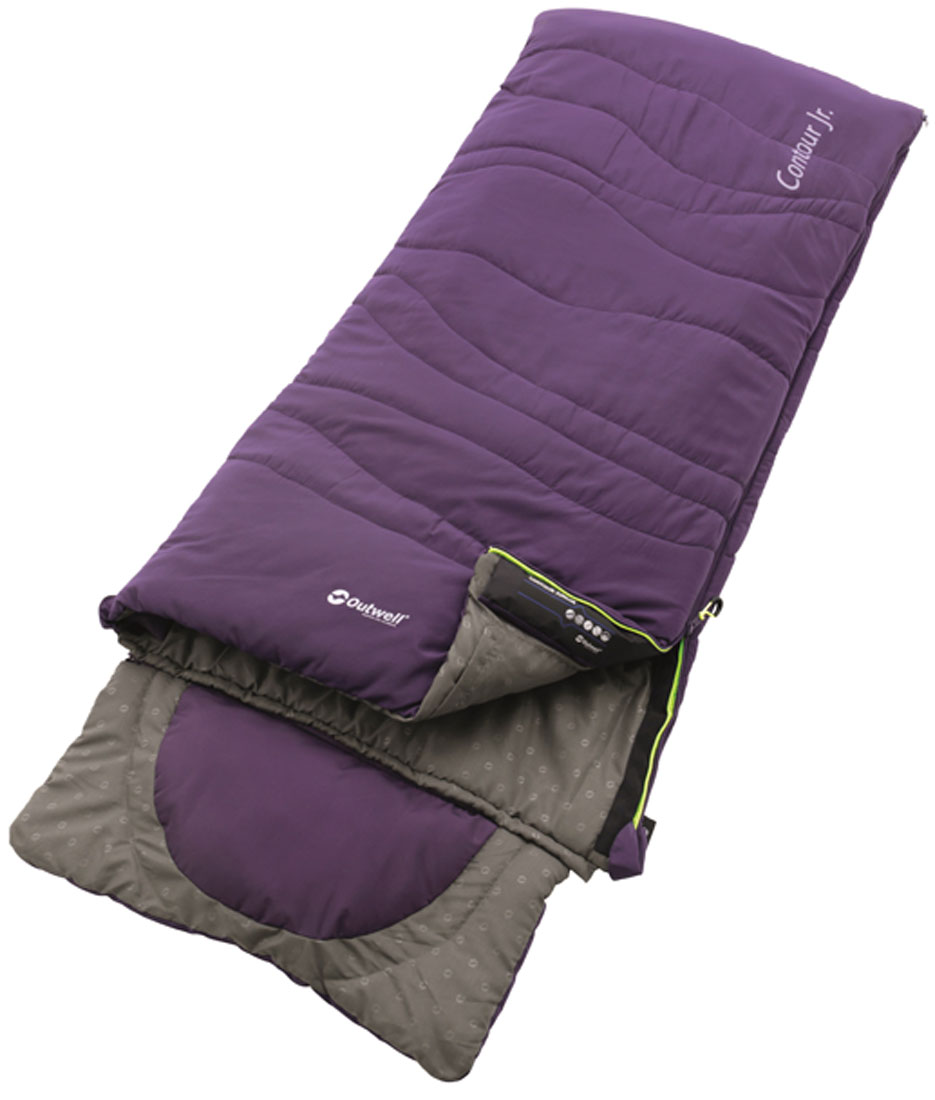 фото Спальный мешок-одеяло подростковый Outwell "Contour Junior", с подголовником, правосторонняя молния, цвет: баклажановый, 170 х 70 см
