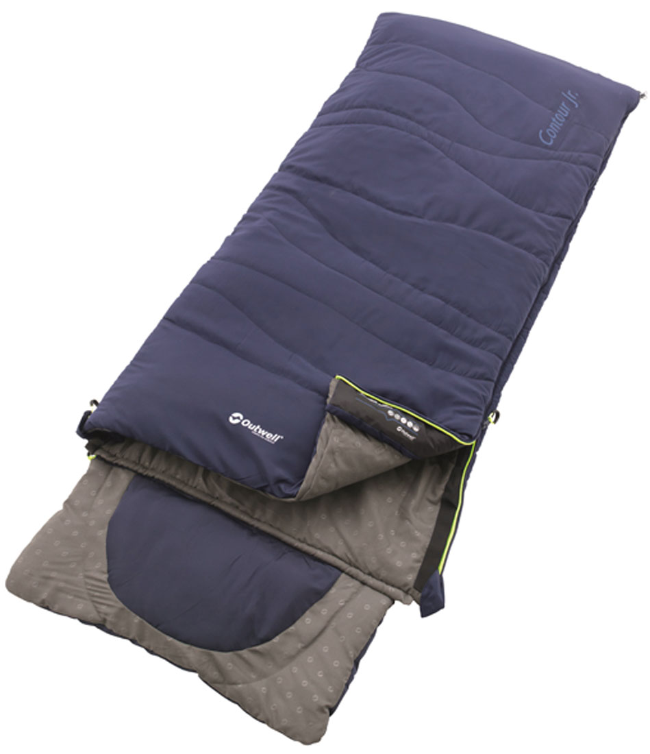 фото Спальный мешок-одеяло подростковый Outwell "Contour Junior", с подголовником, правосторонняя молния, цвет: синий, 170 х 70 см