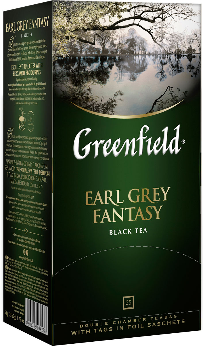 Greenfield Earl Grey Fantasy черный ароматизированный чай в пакетиках, 25 шт