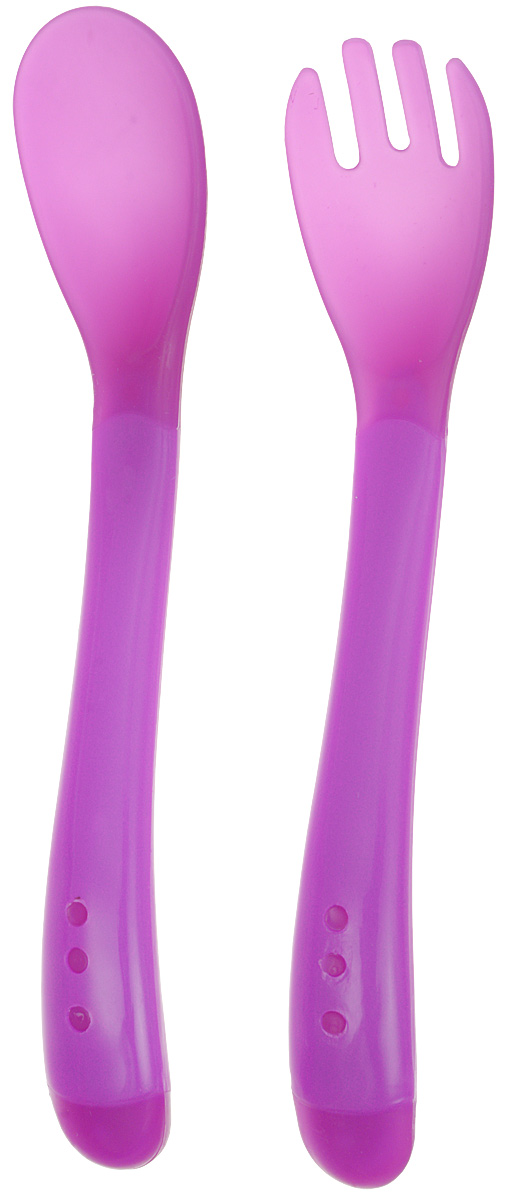 ПОМА Набор приборов для кормления 2 предмета цвет: фиолетовый