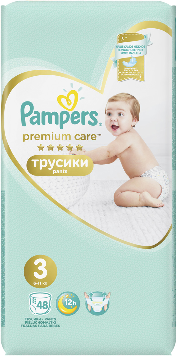 фото Pampers Подгузники-трусики Premium Care 6-11 кг (размер 3) 48 шт