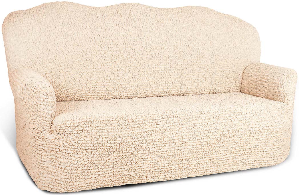 фото Чехол на 2-х местный диван Еврочехол "Микрофибра", цвет: ванильный, 100-160 см