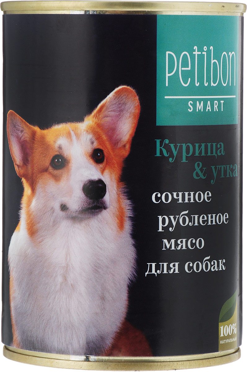 фото Корм консервированный для собак Petibon "Smart Рубленое мясо", с курицей и уткой, 410 г