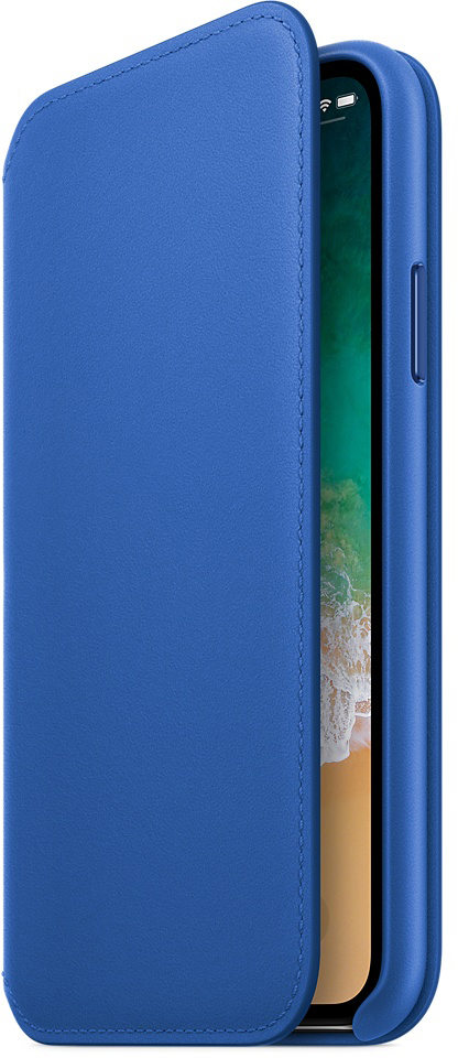 фото Apple Leather Folio, Electric Blue чехол для iPhone X