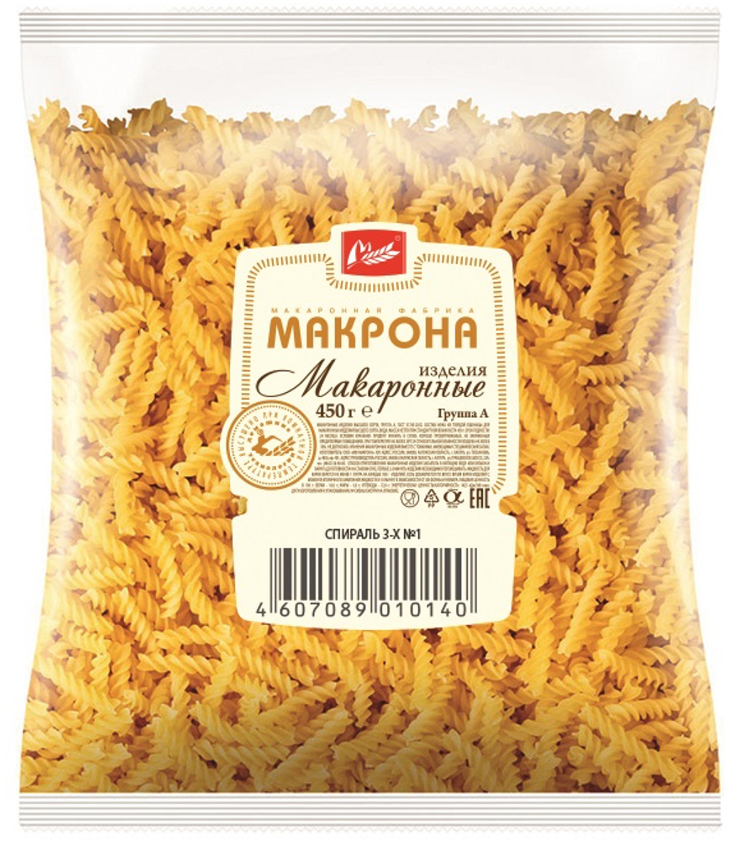 Характеристики Макрона спираль, 450 г, подробное описание товара ...