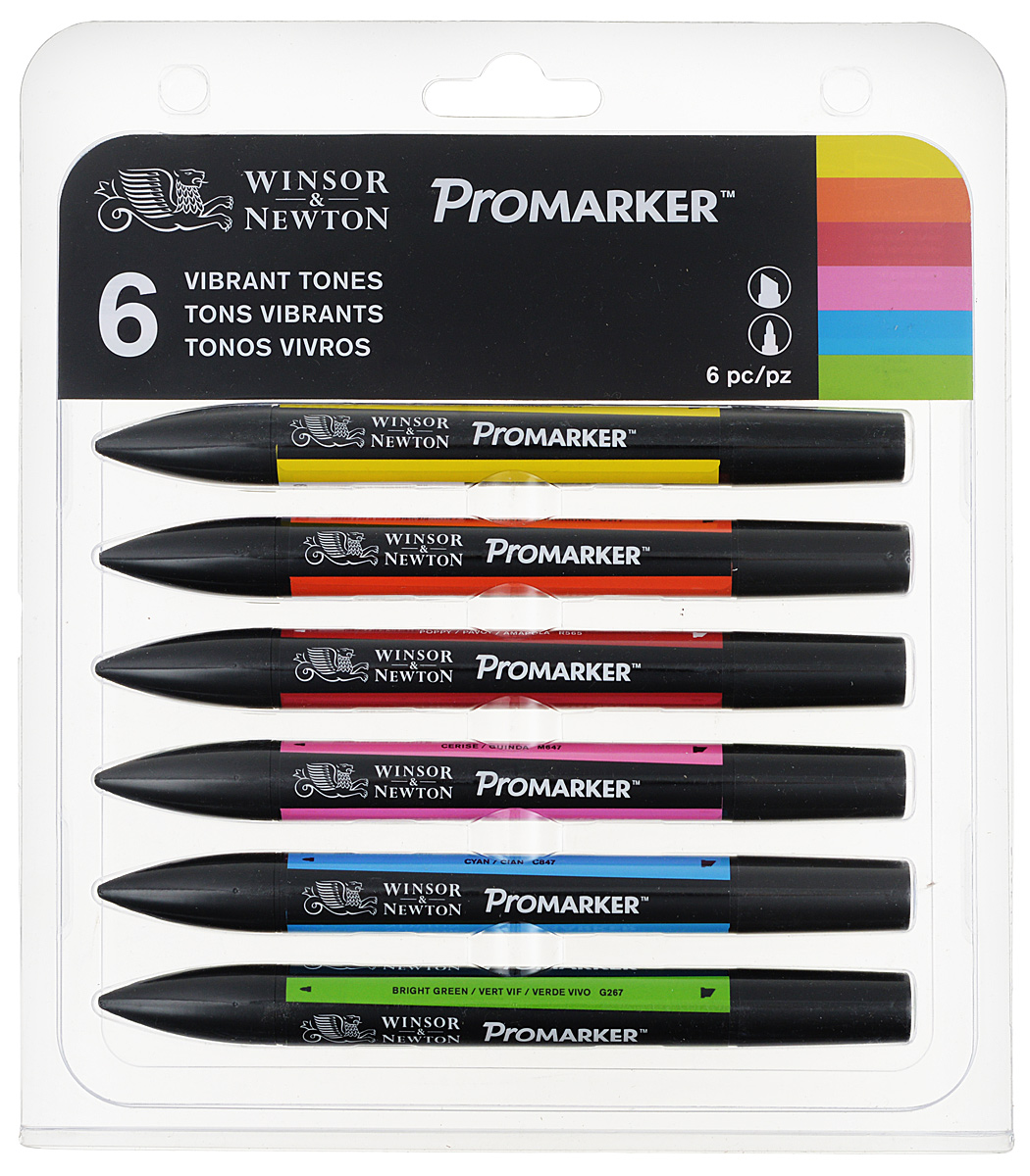 Winsor&Newton Набор маркеров Promarker яркие оттенки 6 шт Winsor&Newton Набор маркеров Promarker яркие оттенки 6 шт