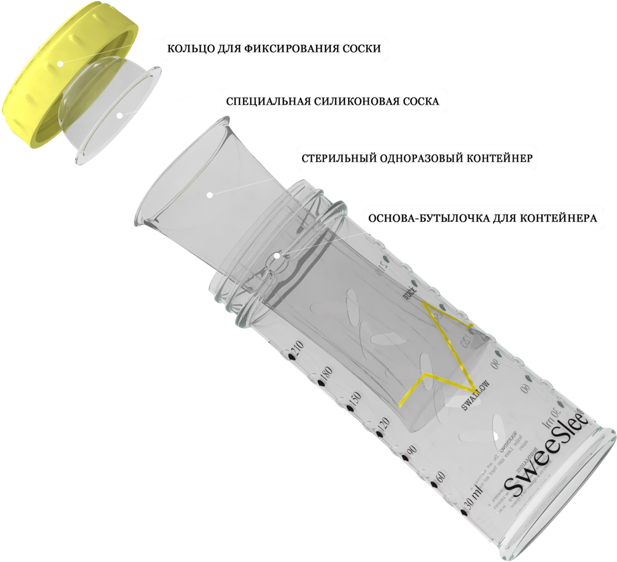 фото SweeSlee Одноразовый контейнер для бутылочки 90 мл 50 шт