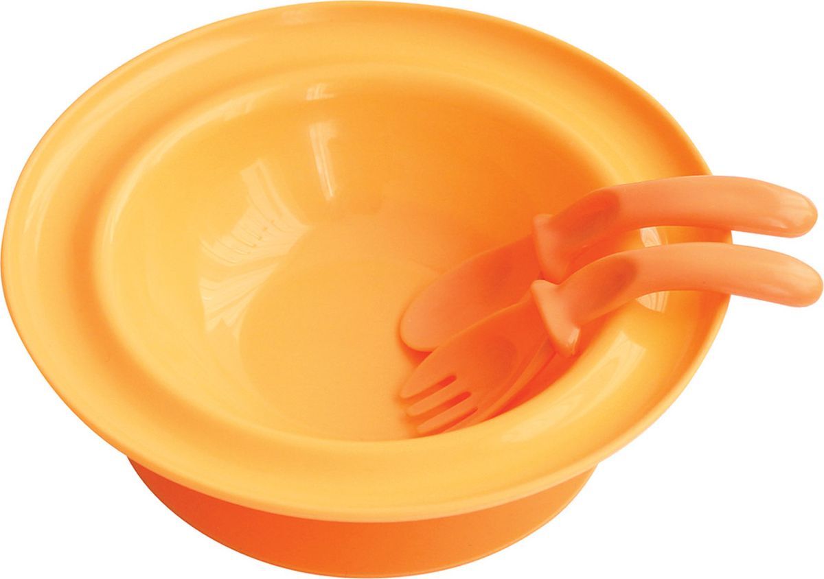 фото Lubby Набор посуды для кормления 3 предмета цвет оранжевый