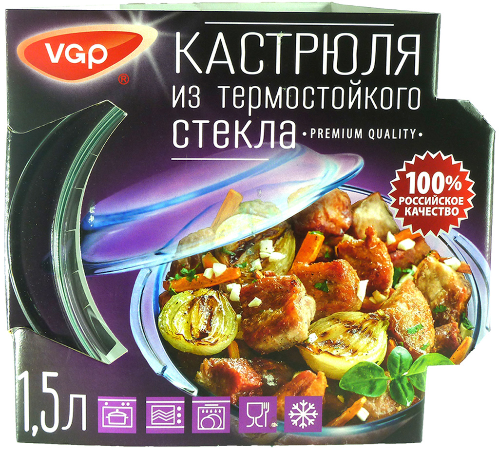 фото Кастрюля "VGP", толстостенная, с крышкой, 1,5 л