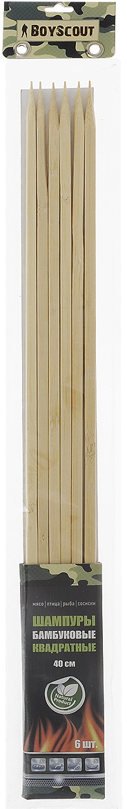 фото Шампуры бамбуковые "Boyscout", квадратные, длина 40 см, 6 шт