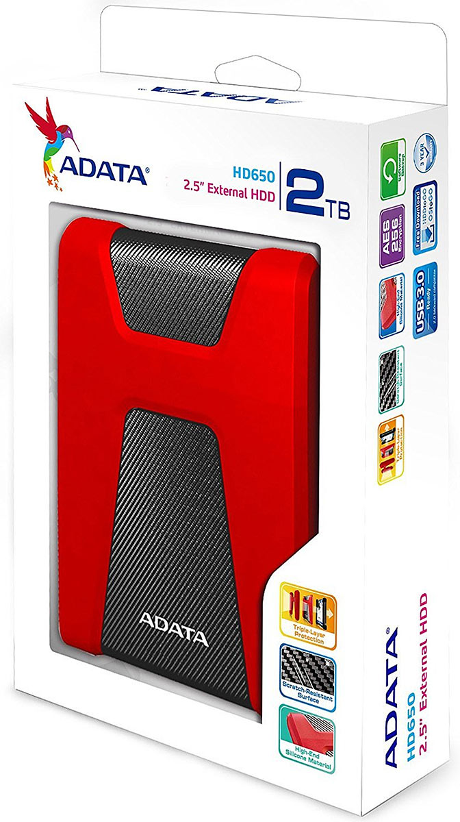 фото ADATA HD650 2TB, Red внешний жесткий диск (AHD650-2TU31-CRD)