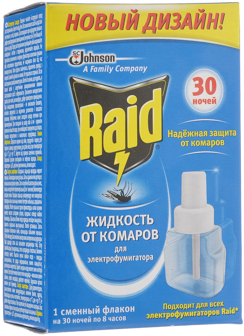 фото Жидкость для фумигатора от комаров "Raid", на 30 ночей, 21,9 мл