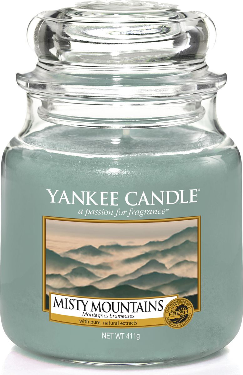 фото Свеча ароматизированная Yankee Candle "Туманные горы / Misty Mountains", цвет: голубой, высота 12,7 см