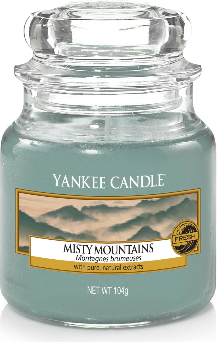 фото Свеча ароматизированная Yankee Candle "Туманные горы / Misty Mountains", цвет: голубой, высота 8,6 см
