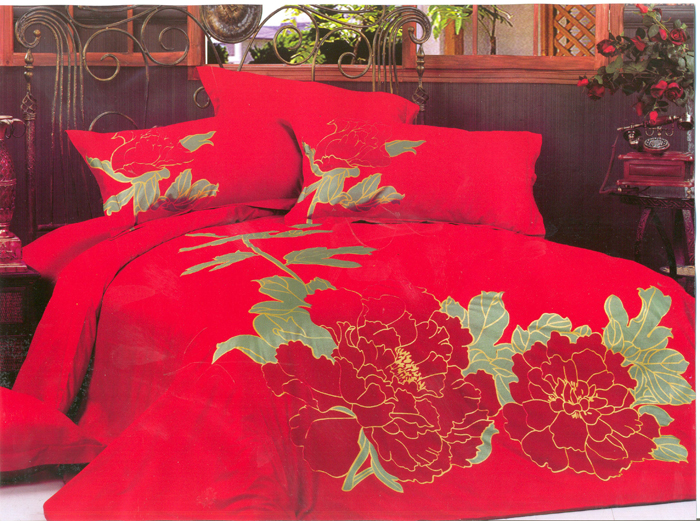 фото Комплект белья СайлиД "Augusta", евро, наволочки 50x70, 70x70, цвет: красный